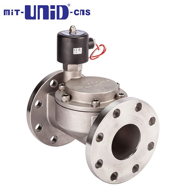 "UNI-D" 2/2 Stainless Solenoid valve , Flang JIS 10K , Normally open (N.O.), SUW-80F NO Series